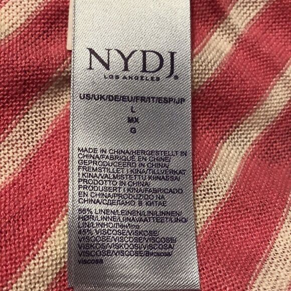 NYDJ Serra striped linen blend sweater in pink Size L - Picture 8 of 13